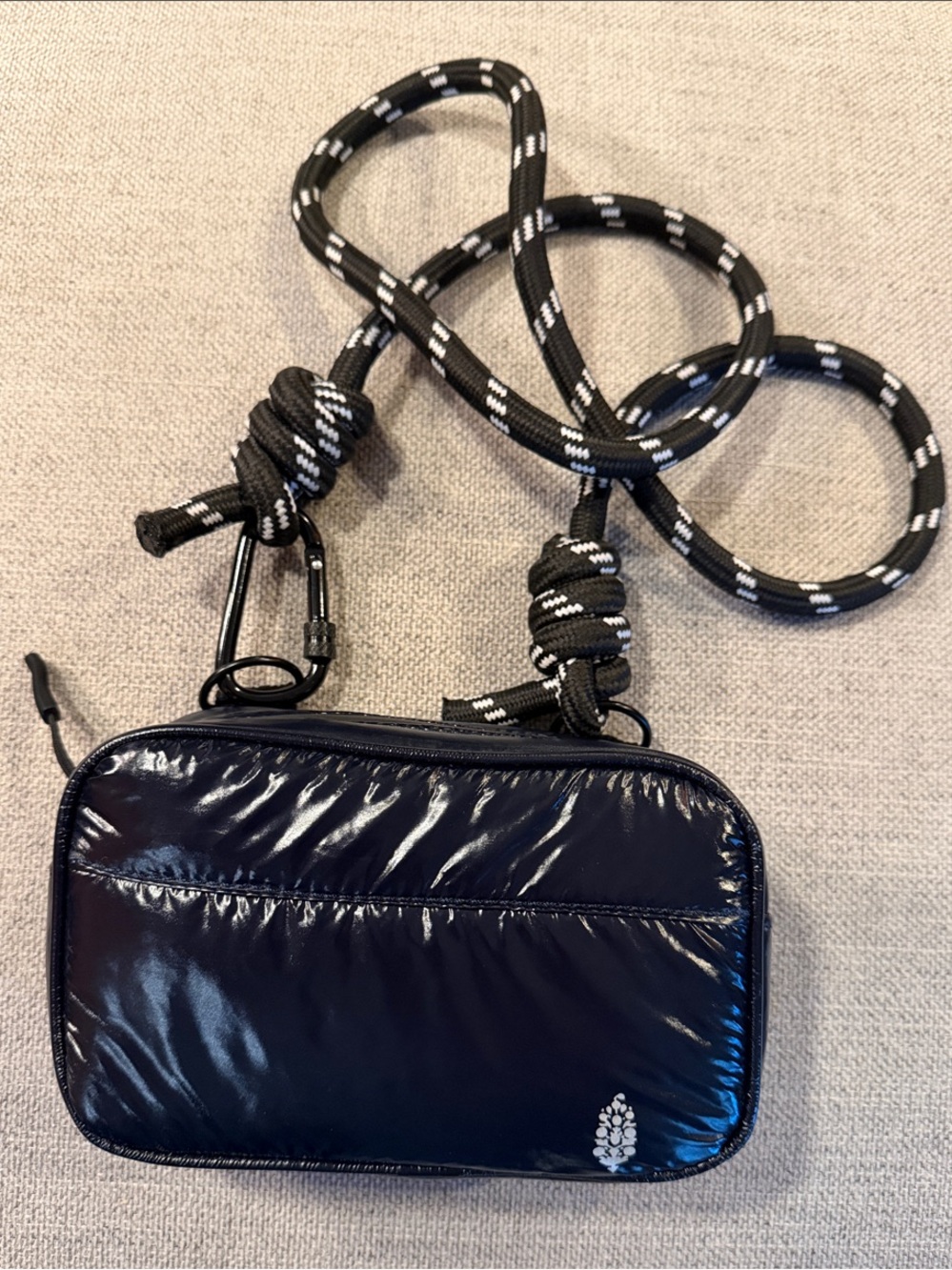 FP Movement by Free People Navy Glossy Crossbody Bag with Rope Strap